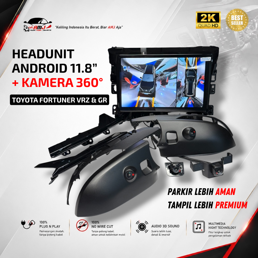 Headunit Android 11.8" + Kamera 360° - Toyota Fortuner VRZ & GR